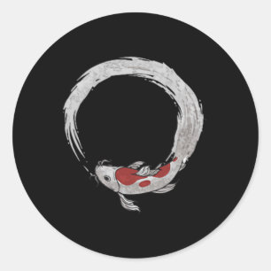 Vintage Asian Japanese Koi Carp Fishing Novelty Fi Classic Round Sticker