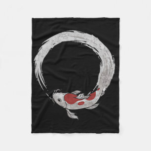 Vintage Asian Japanese Koi Carp Fishing Novelty Fi Fleece Blanket
