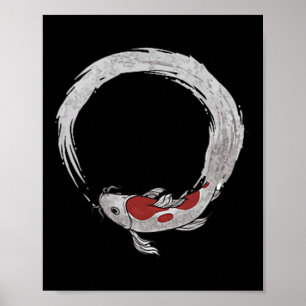 Vintage Asian Japanese Koi Carp, Nishikigoi, Koi F Poster