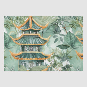 Vintage Asian Pagoda Forest Travel Tissue Paper