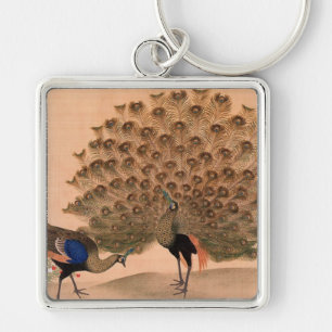 Vintage Asian Peacocks Key Ring