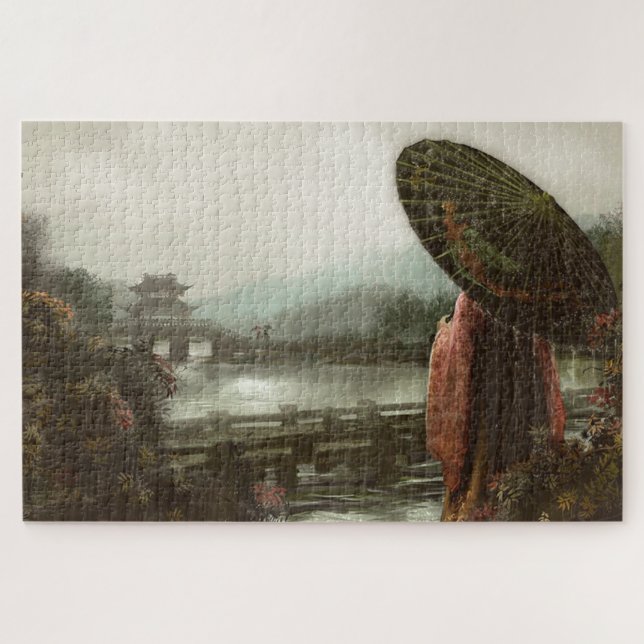 Vintage Asian Woman in Traditional Attire Jigsaw Puzzle (Horizontal)