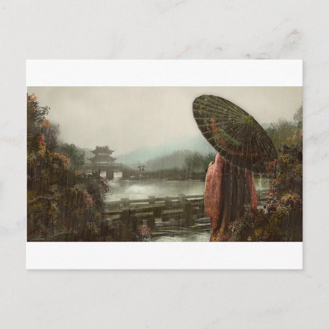 Vintage Asian Woman in Traditional Attire Postcard (Front)