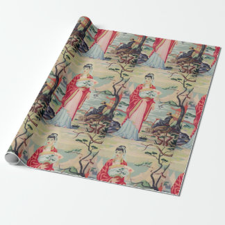 Vintage Asian Woman PBN Wrapping Paper