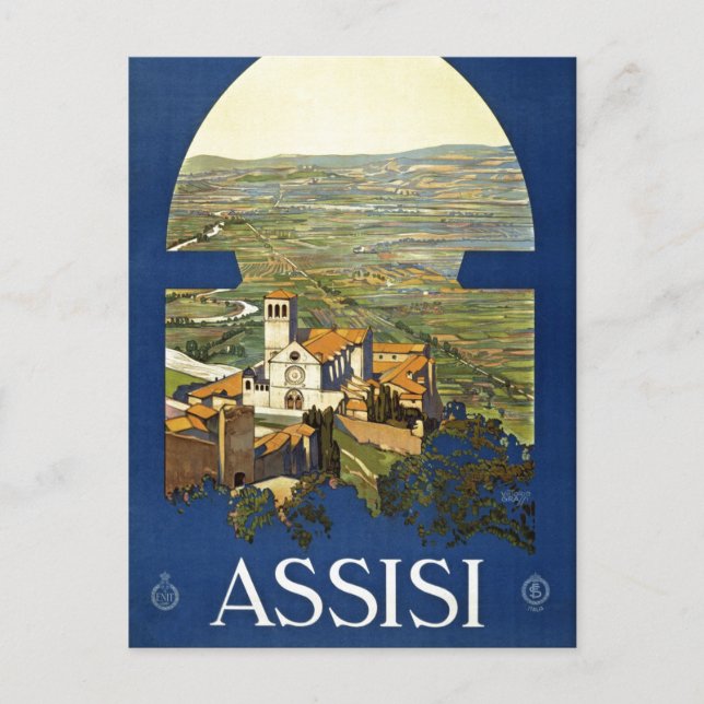 Vintage Assisi Italy Travel Tourism Advertisement Postcard (Front)
