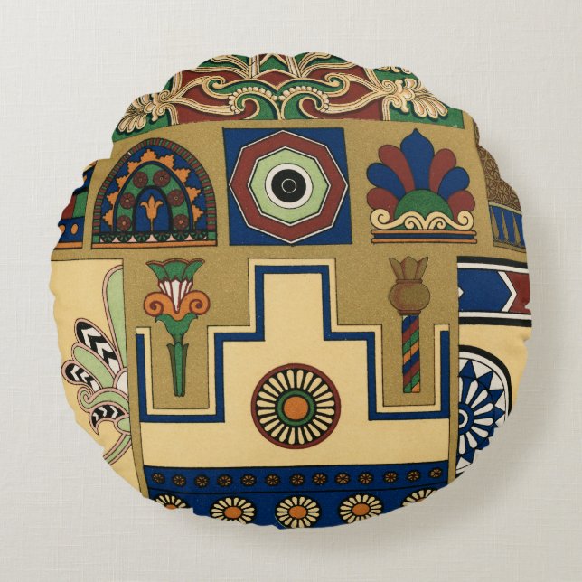 Vintage Assyrian Sun Round Cushion (Front)