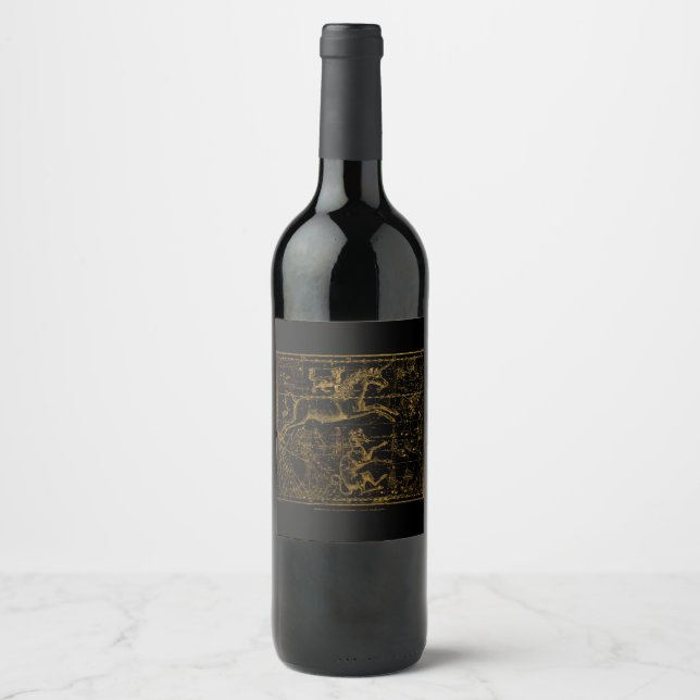 Vintage Astrological Unicorn Wine Label (Front)