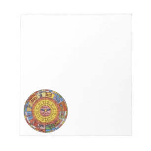 Vintage Astrology, Antique Celestial Zodiac Wheel Notepad