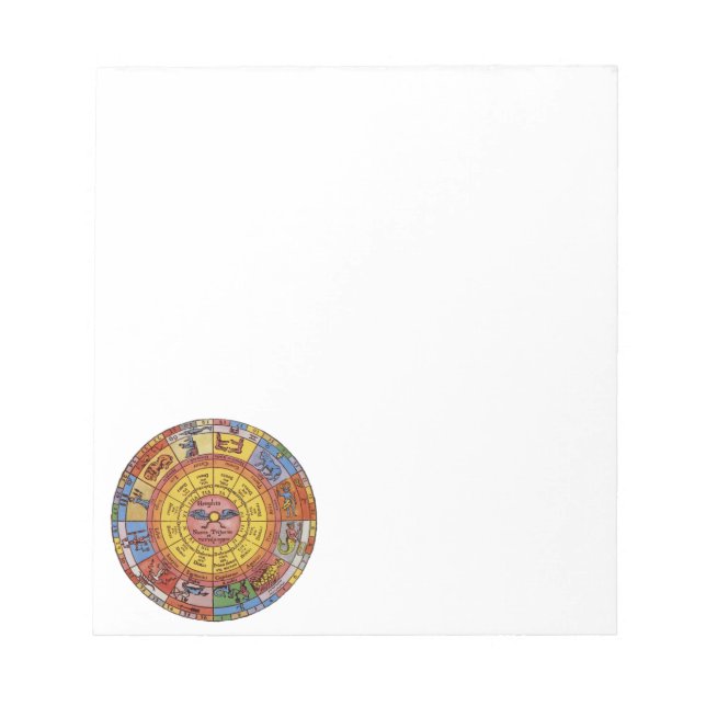 Vintage Astrology, Antique Celestial Zodiac Wheel Notepad (Front)