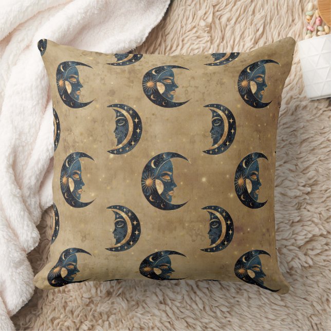 Vintage Astrology Moon Star Pattern Cushion (Blanket)