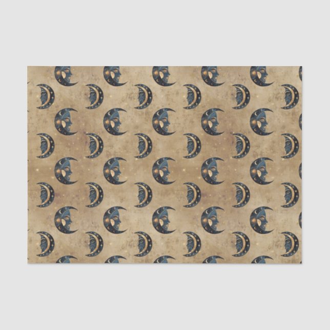 Vintage Astrology Moon Star Pattern Tissue Paper (Front)