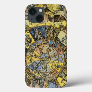 Vintage Astrology, Renaissance Zodiac Wheel, 1555 iPhone 13 Case