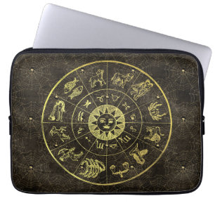 Vintage Astrology Zodiac and Cobweb Magical Laptop Sleeve