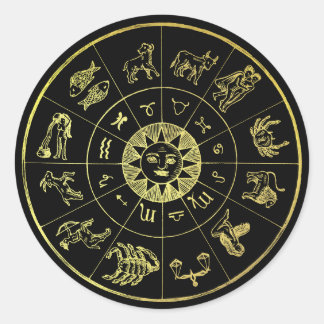 Vintage Astrology Zodiac Star Signs Classic Round Sticker