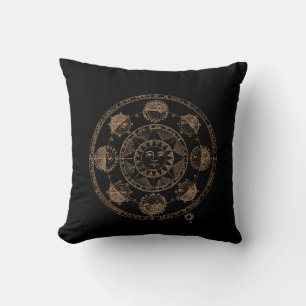 Vintage Astrology Zodiac Wheel Cushion