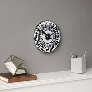 Vintage Astrology Zodiac Wheel Round Clock