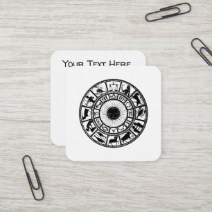 Vintage Astrology Zodiac Wheel Square Business Card