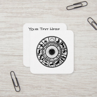 Vintage Astrology Zodiac Wheel Square Business Card