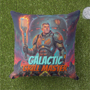Vintage Astronaut Space BBQ Comic Decor Cushion