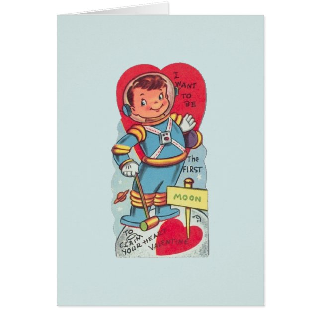 Vintage Astronaut Valentine's Day Card (Front)