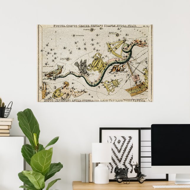 Vintage Astronomical Celestial Map Poster (Home Office)