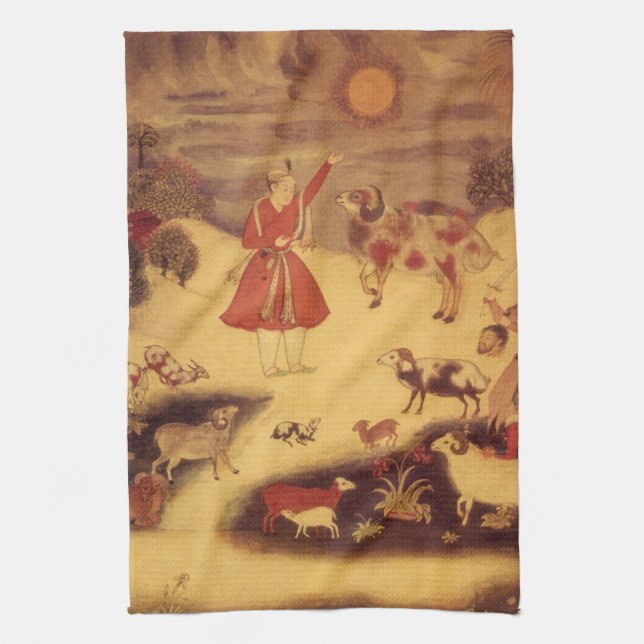 Vintage Astronomy, Antique Asian Celestial Art Tea Towel (Vertical)