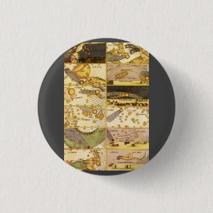 Vintage Astronomy, Antique Constellations Stars 3 Cm Round Badge
