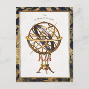 Vintage Astronomy, Artificial or Armillary Sphere Postcard