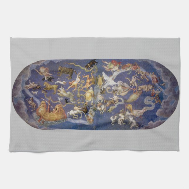 Vintage Astronomy Celestial Constellations Fresco Tea Towel (Horizontal)