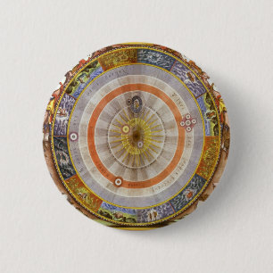 Vintage Astronomy Celestial Copernican Planisphere 6 Cm Round Badge