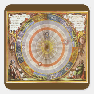 Vintage Astronomy Celestial Copernican Planisphere Square Sticker