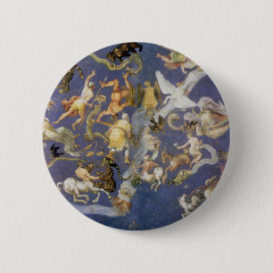 Vintage Astronomy Celestial Fresco, Constellations 6 Cm Round Badge