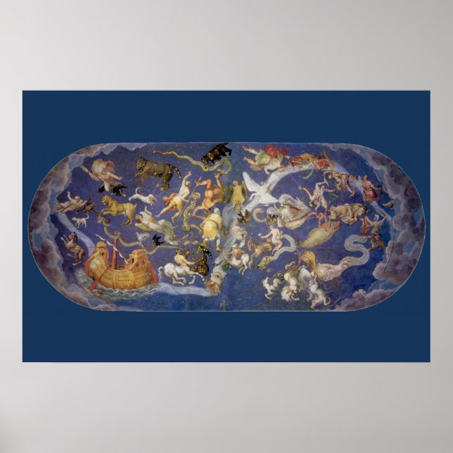 Vintage Astronomy Celestial Fresco, Constellations Poster (Front)
