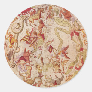 Vintage Astronomy, Celestial Map by Carel Allard Classic Round Sticker