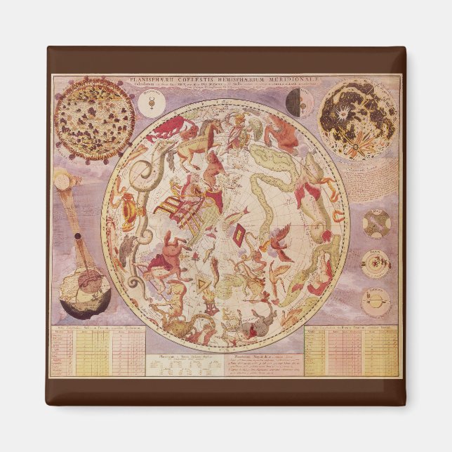 Vintage Astronomy, Celestial Map by Carel Allard Magnet (Front)