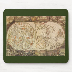 Vintage Astronomy, Celestial Planisphere Map Mouse Pad