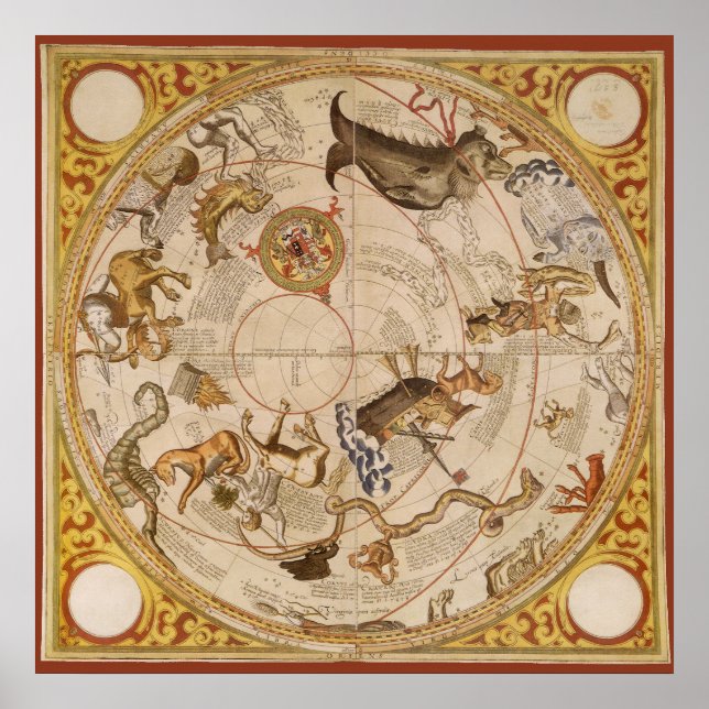 Vintage Astronomy, Celestial Planisphere Star Map Poster (Front)