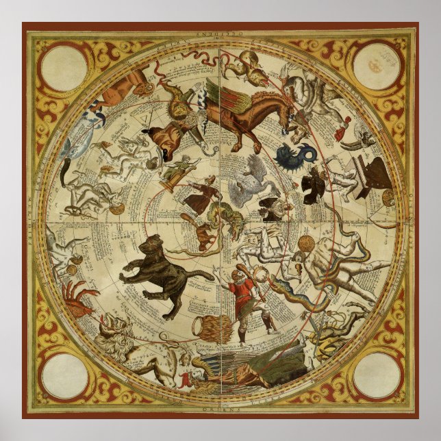 Vintage Astronomy, Celestial Sky Map Star Chart (Front)