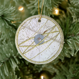 Vintage Astronomy, Comet Path by Matthaeus Seutter Ceramic Tree Decoration