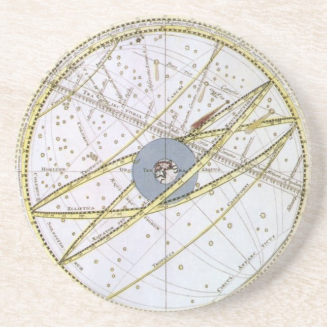 Vintage Astronomy, Comet Path by Matthaeus Seutter Coaster (Front)