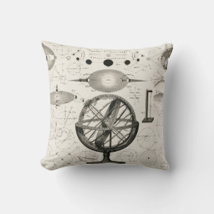 Vintage Astronomy Globe Illustration Cushion