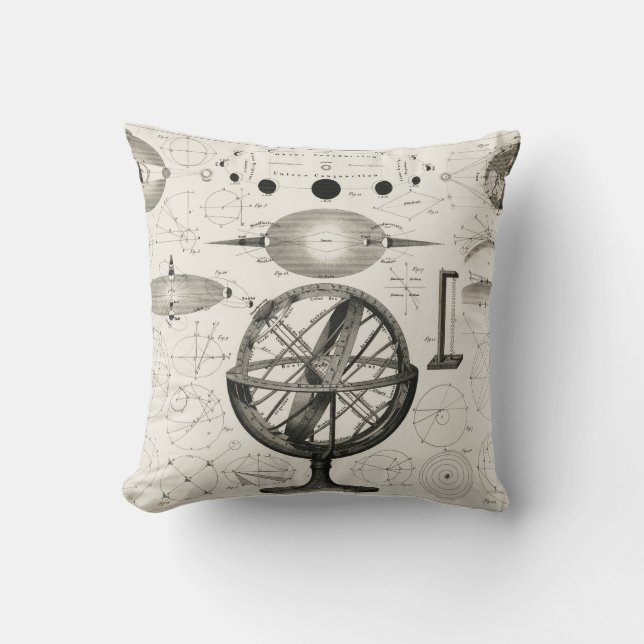 Vintage Astronomy Globe Illustration Cushion (Front)