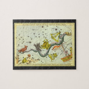 Vintage Astronomy, Hydra Snake Constellation Stars Jigsaw Puzzle