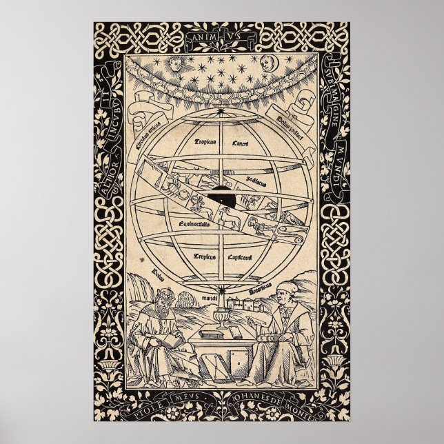 Vintage Astronomy Print, Antique Astronomical Poster (Front)