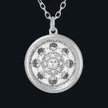 Vintage Astronomy Zodiac Wheel Silver Plated Necklace<br><div class="desc">Vintage line drawing of astronomy zodiac.</div>