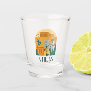 Vintage Athens Greece Parthenon Shot Glass   Retro