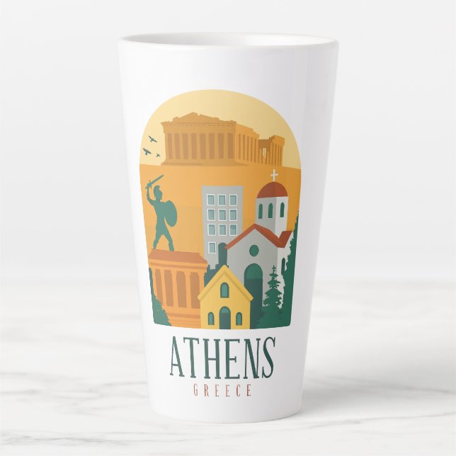 Vintage Athens Greece Travel – Parthenon Latte Mug (Front)