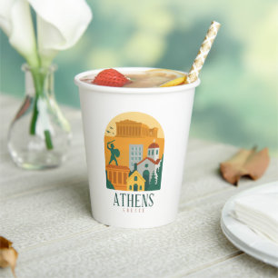 Vintage Athens Greece Travel – Parthenon Paper Cups