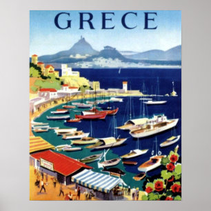 Vintage Athens Greece Travel Poster