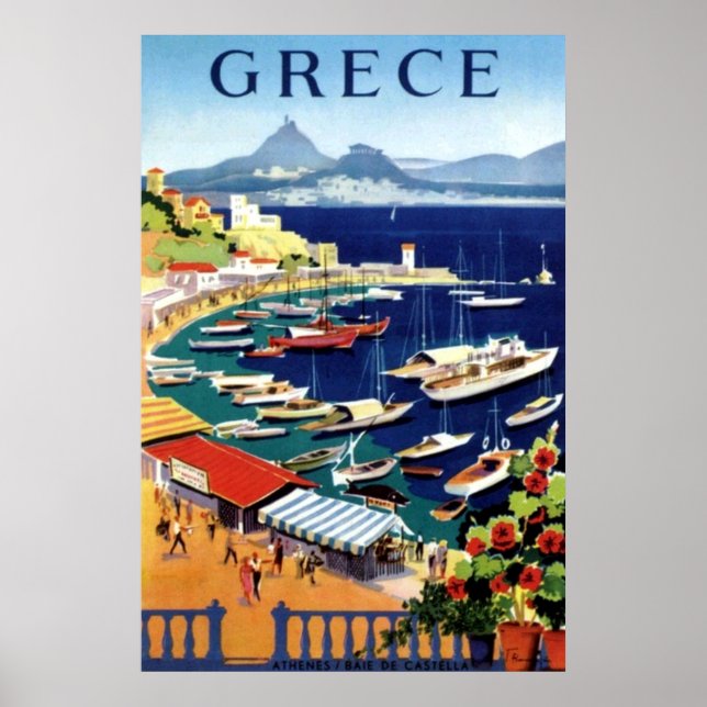 Vintage Athens Greece Travel Poster (Front)